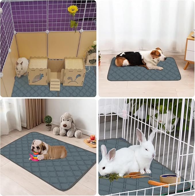 4 Pack Guinea Pig Cage Liners Washable Guinea Pig Bedding Reusable Waterproof Super Absorbent Guinea Pig Pee Pads Anti Slip Mat for Small Animals Rabbit Hamster Rat - 24" x 18"