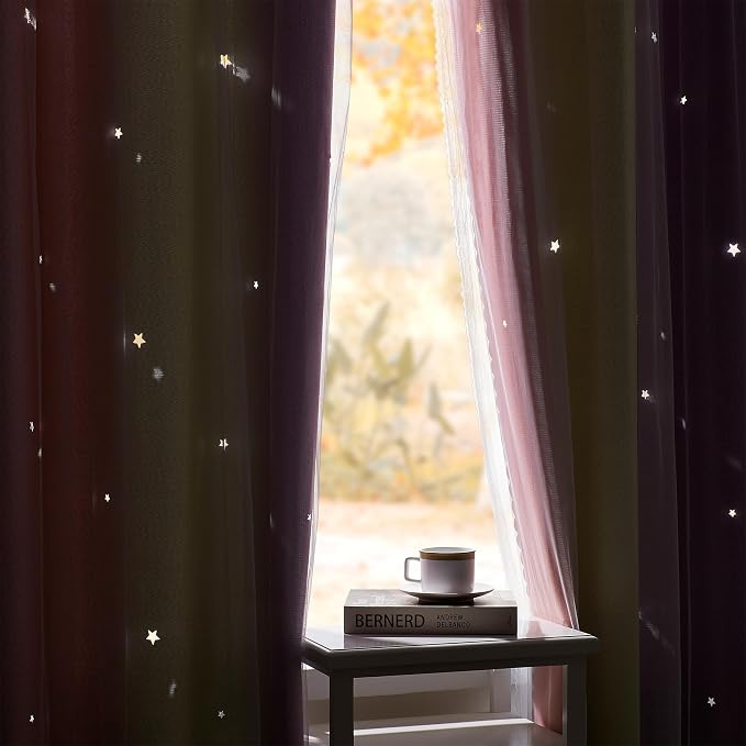 XiDi Yellow Curtains for Bedroom Decor Blackout Pink Curtains for Girl Kids
