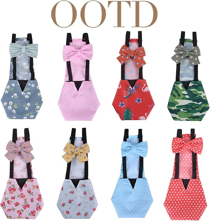 MANON ROSA Chicken Diapers Bantam Hens - Reusable 3-Piece Set with Bow Ties Poultry Nappies Washable Waterproof for Geese Pet Ducks Silkie (Graphic XS)