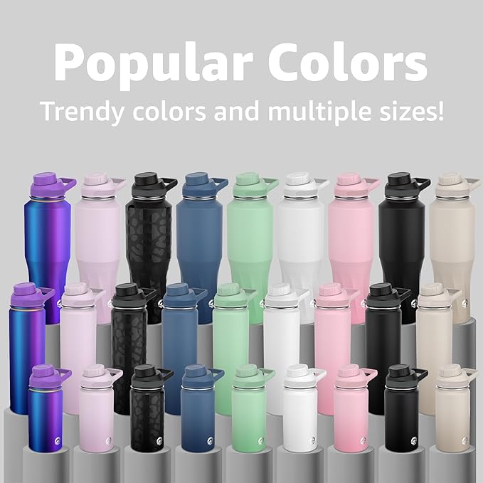 Chill Oasis Water Bottle | Compatible With Popular Flavor Cartridges | BPA Free, Leak Proof, Double-Walled Vacuum Insulated Stainless Steel, and Dishwasher Safe | Cold for 24 Hours (White, 22oz)