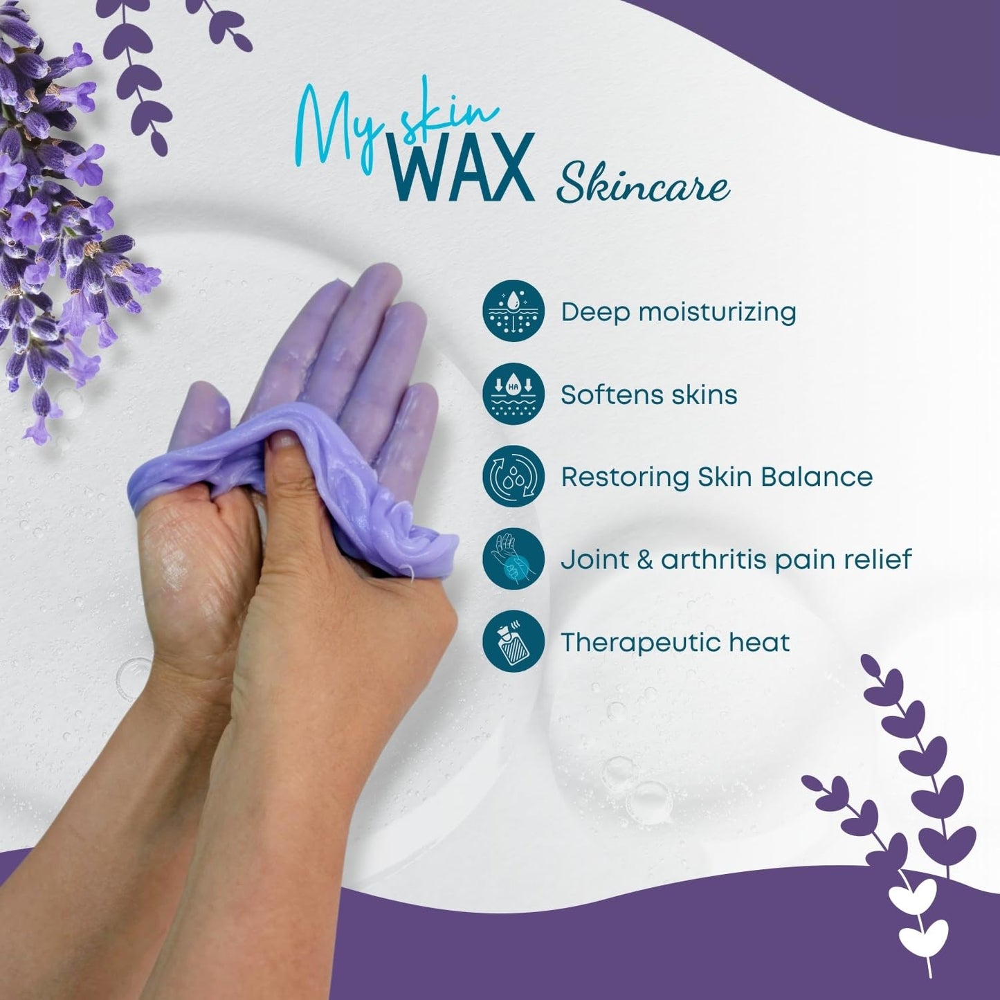 Paraffin Wax Refills Maxi Pack for Hands and Feet Bath β 6 Large 14oz Blocks (5.25 lb), Lavender Scent, Moisturizing Slightly Oily Wax for Arthritis Relief, Pedicure, Home and Spa Therapy