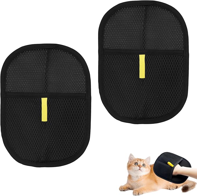 Pet Hair Remover Glove,Electrostatic Pet Hair Removal Gloves for Couch,Cat Grooming Gloves,Reusable Cat and Dog Hair Remover for Sofas,Furniture,Carpets,and Curtains (2 PCS)