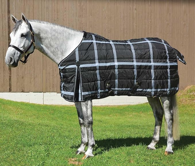 Country Pride Highland 1200D Lightweight Stable Blanket (84, BlackPlaid)