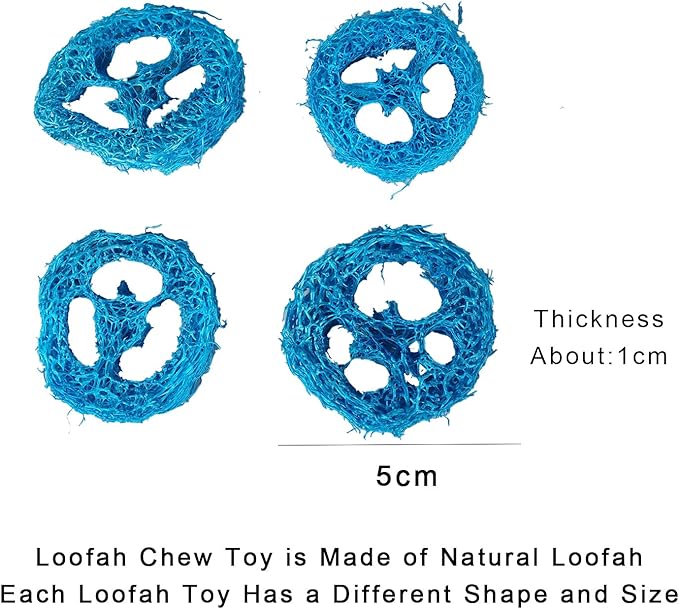 Dong Huang 20Pcs Bunny Chew Toys for Rabbit, Organic Natural Loofah Toys, Handmade Material for Guinea Pig, Hamster, Rat - Pet Tooth Care