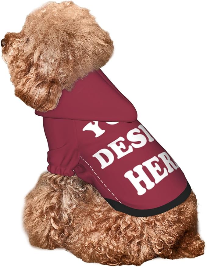 Personalized Dog Hoodie, Custom Dog Costumes for Small Dogs, Holiday Happy Dog Clothes Football Pet Shirt Sweater with Name Number for Girl/Boy Cats/Kitten, Wine, L