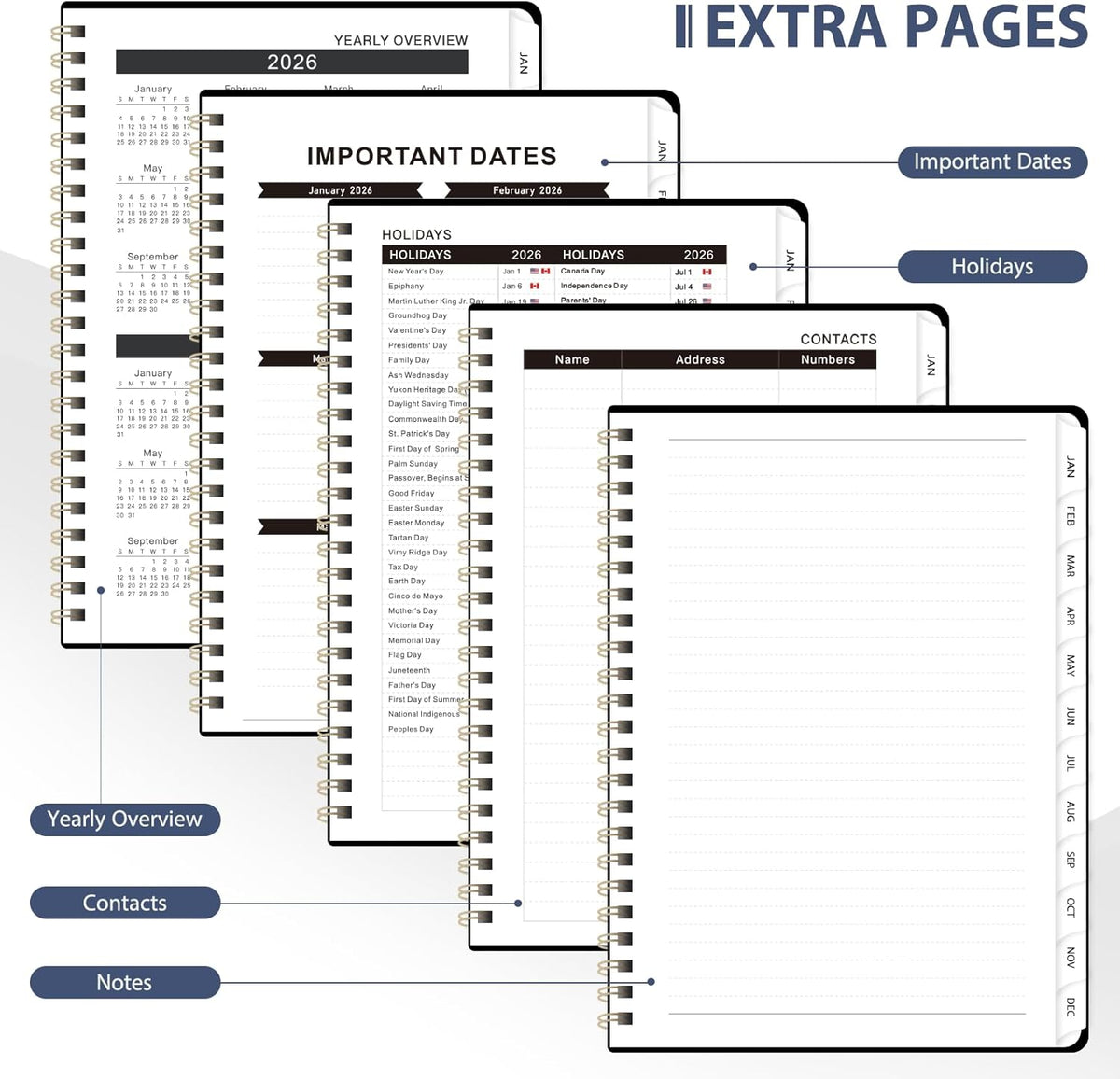 2026 Planner, Weekly and Monthly Calendar Academic Planner, Jan 2026 - Dec 2026, Planning Agenda Book for Desk Accessories and School Supplies - A5 (6.3'' x 8.5'')