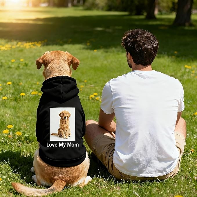 Custom Dog Hoodie, Personalized Sweatshirt with Photo Text Name Logo, Customized Hooded Sweater for Small Medium Large Dogs & Cats (Black, XXXX-Large)