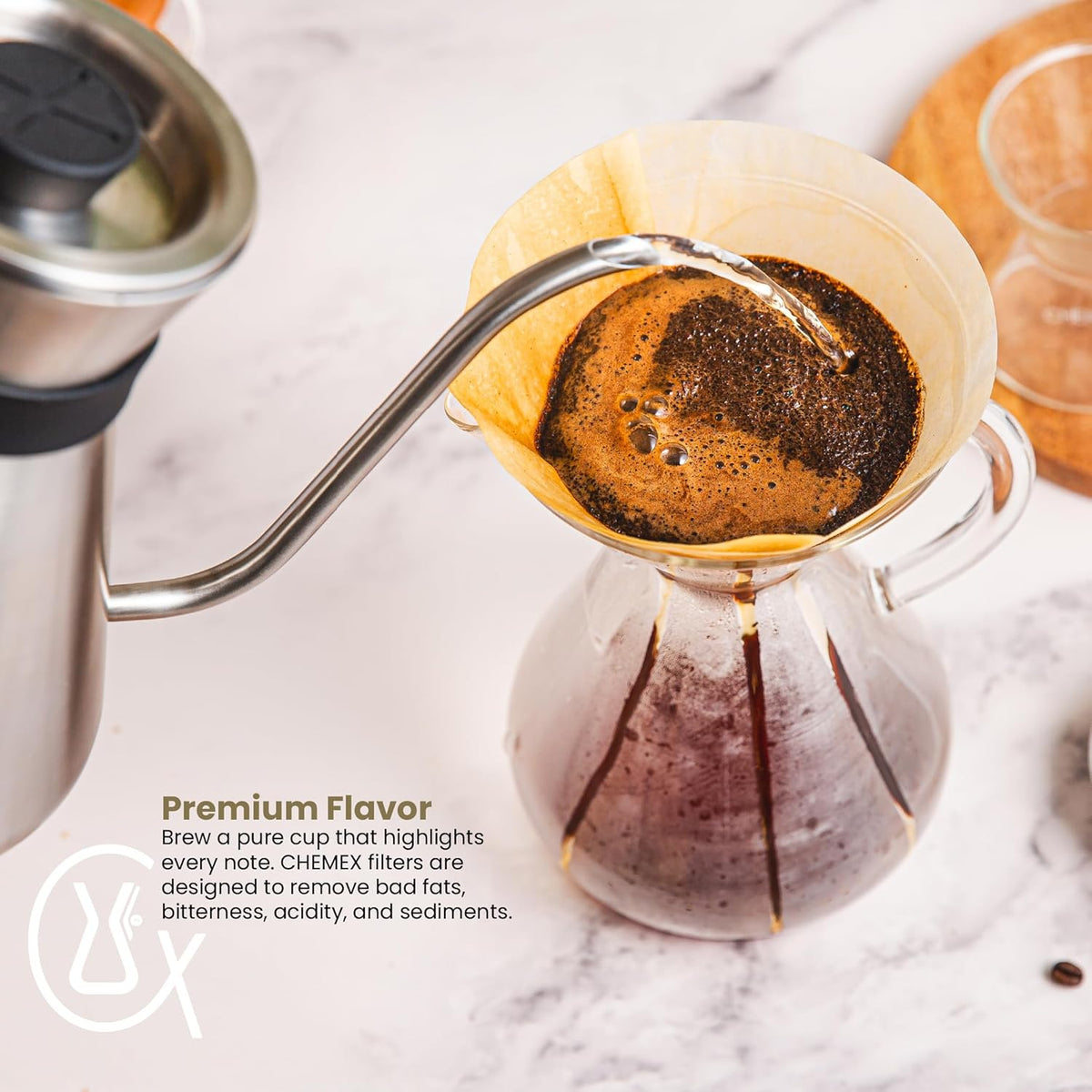 Chemex Natural Coffee Filters, Square, 100ct - Exclusive Packaging