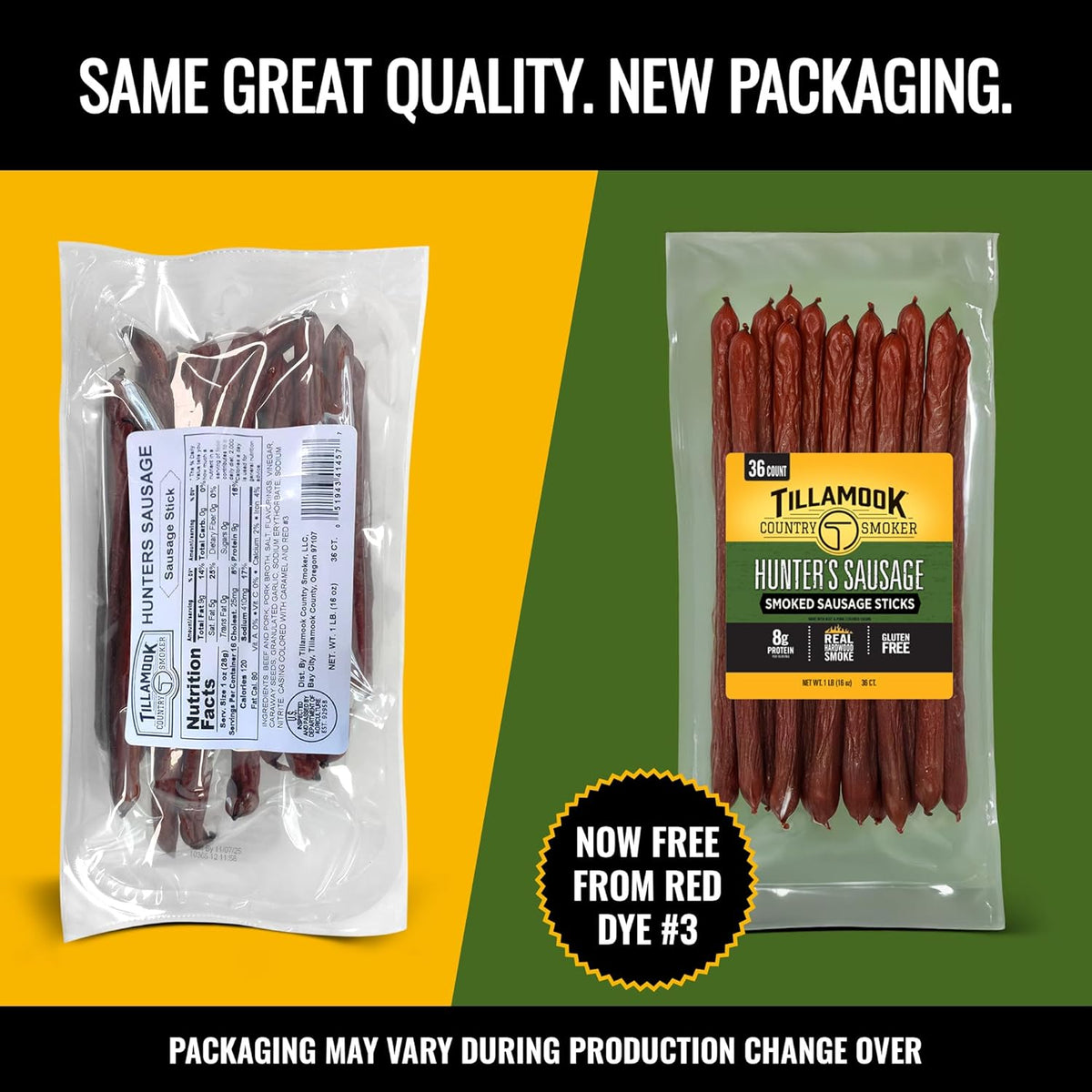 Tillamook Country Smoker Smoked Sausage, Hunter's Sausage, 16 Ounce (36 Count Meat Sticks Bulk Pack) Real Hardwood Smoked, Low Carb, High Protein Ready to Eat Keto Snack