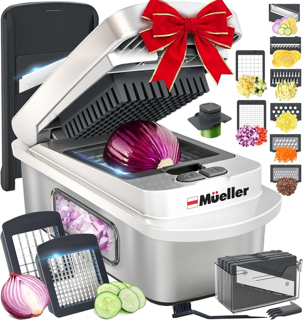 Mueller The Real Original Pro Chopper since 2013 Vegetable Chopper Mandoline Slicer, 8 Blade Food Veggie Chopper Onion Vegetable Cutter with Container, Kitchen Gadgets & Essentials, (10 in 1)