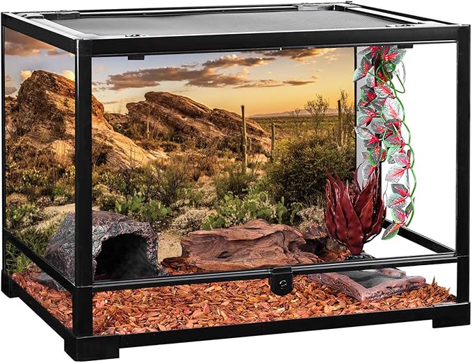 AWERT Terrarium Background 36x18 inches Reptile Habitat Background Blue Sky Oasis Cactus Sun and Desert Terrarium Background Polyester Terrarium Background