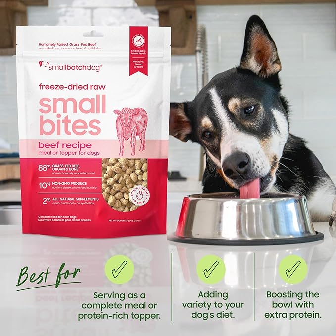 smallbatch Pets Freeze-Dried Raw Dog Food – Turkey Recipe –20 oz Small Bites – High Protein, Grain Free – Complete Meal or Topper – Made in USA with Organic Superfoods(20 Oz, Turkey)