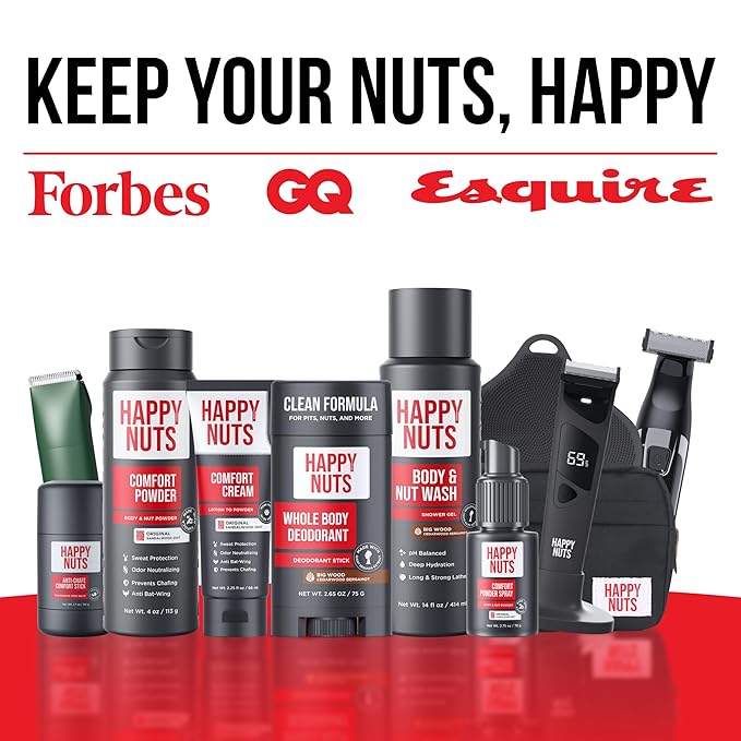 Happy Nuts Comfort Powder Spray: Anti Chafing & Mens Deodorant, Aluminum-Free, Sweat and Odor Control for Jock Itch, Groin and Men's Private Parts (2.75 Ounce (Pack of 3), Original)
