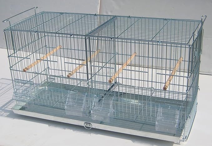 LOT of Add On X-Large 35.5" x 18" x 19"H No Rust Stainless Galvanized Zinc Plated Stackable Breeder Bird Flight Cage with Removable Center Divider and Breeding Nest Doors