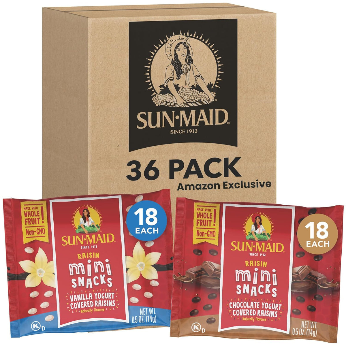 Sun-Maid Vanilla Yogurt Coated Raisins - (6 Pack) 1 oz Snack-Size Box - Yogurt Covered Dried Fruit for Lunches and Back To School Snacks