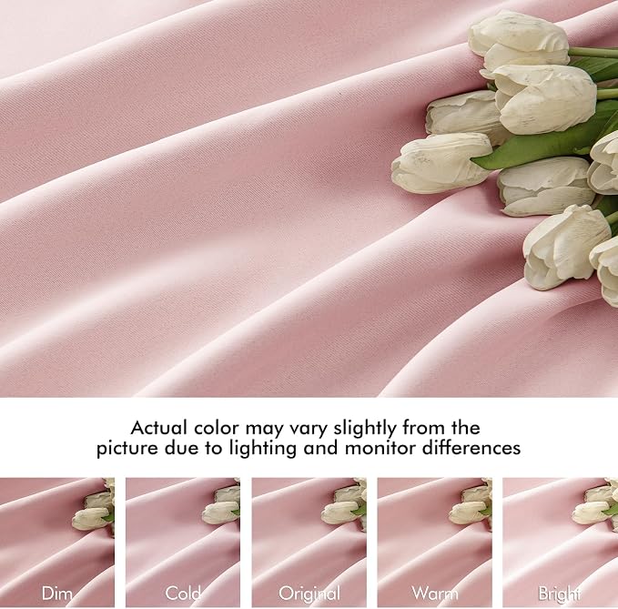 MIULEE Baby Pink Back Tab Blackout Curtains 84 Inch Length 2 Panels Set