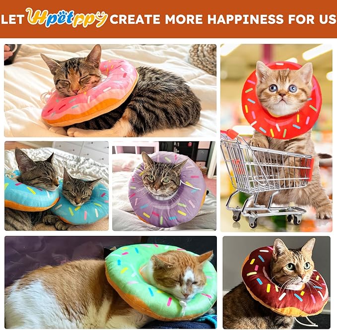 Cat Cone Collar Soft, Cat Recovery Collar for Wound Healing Cute Cat Adjustable Cat Cones to Stop Licking Comfortable Lightweight Neck Elizabethan Collars for Cats Purple