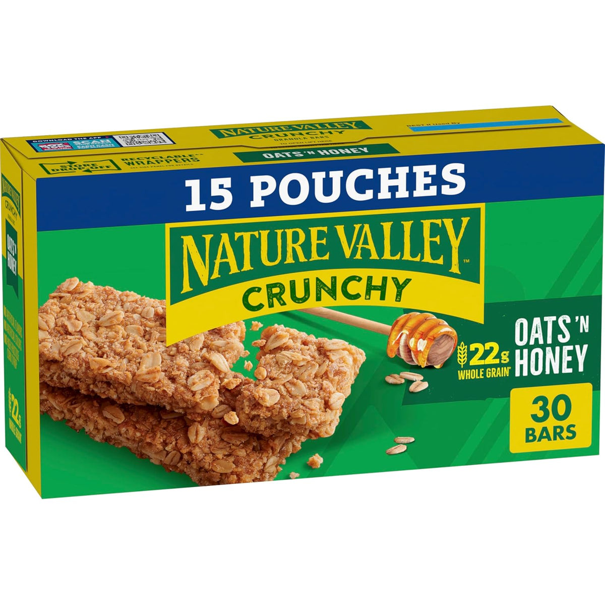 Nature Valley Crunchy Oats 'n Honey Granola Bars, 60 Bars, 44.7 OZ (30 Pouches)