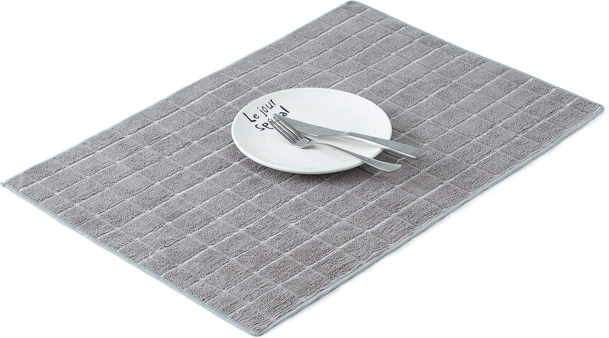 Microfiber Dish Towels - Soft, Super Absorbent and Lint Free Kitchen Towels - 8 Pack (Lattice Designed Gray Colors) - 26 x 18 Inch