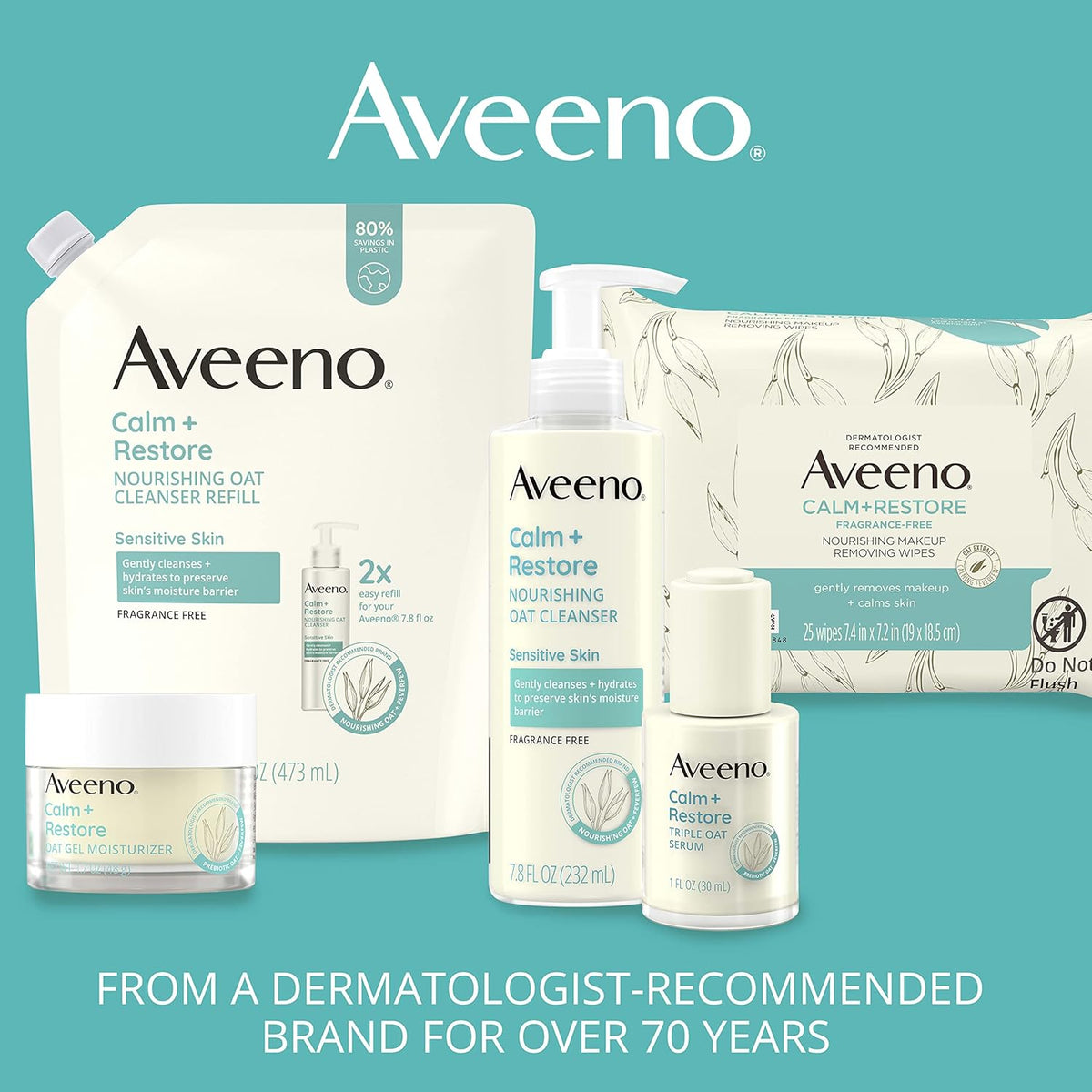 Aveeno Calm + Restore Facial Moisturizer Face Cream for Redness Relief, Non-Comedogenic, Ceramide & Vitamin B5, Hydrating for Dry, Sensitive Skin, Hypoallergenic, Fragrance-Free, 1.7 oz