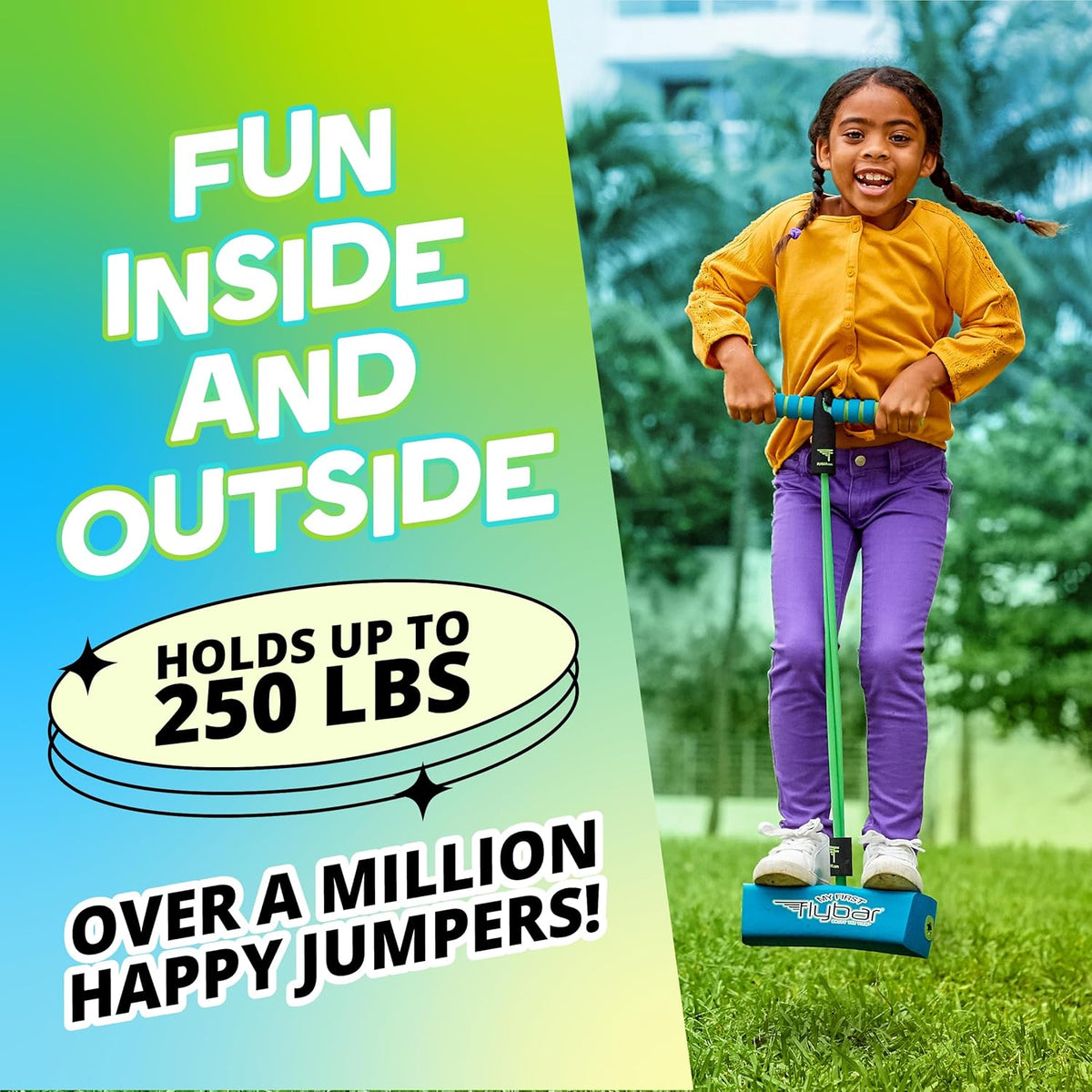 Flybar My First Foam Pogo Jumper for Kids Fun and Safe Pogo Stick for Toddlers, Durable Foam and Bungee Jumper for Ages 3 and up, Supports up to 250lbs