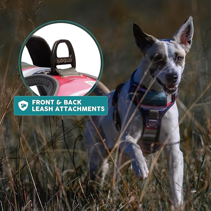 Embark Adventure Dog Harness, Reflective Trim No Pull Dog Harnesses for Small Sized Dogs - Military Grade Nylon, Front Clip with Gel Lined Handle. Soft & Padded Puppy