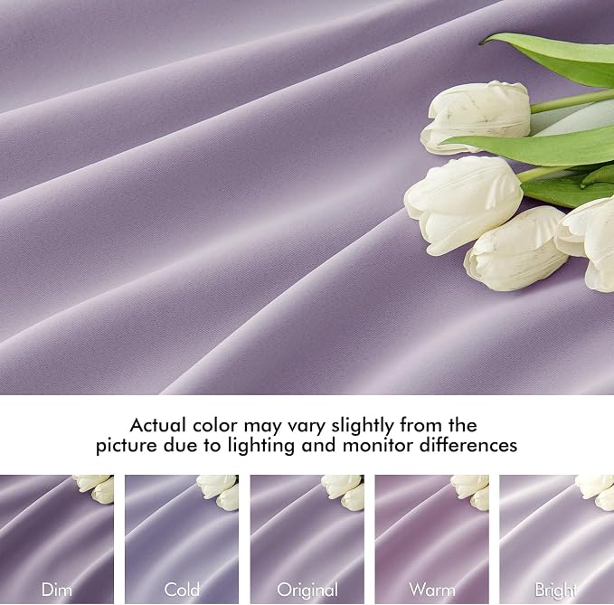 MIULEE Lilac Back Tab Blackout Curtains 63 Inch Length 2 Panels Set