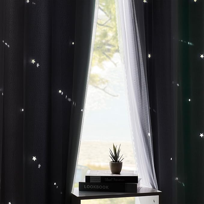 XiDi Rainbow Blackout Curtains for Kids Room, Unicorn Wall Decals
