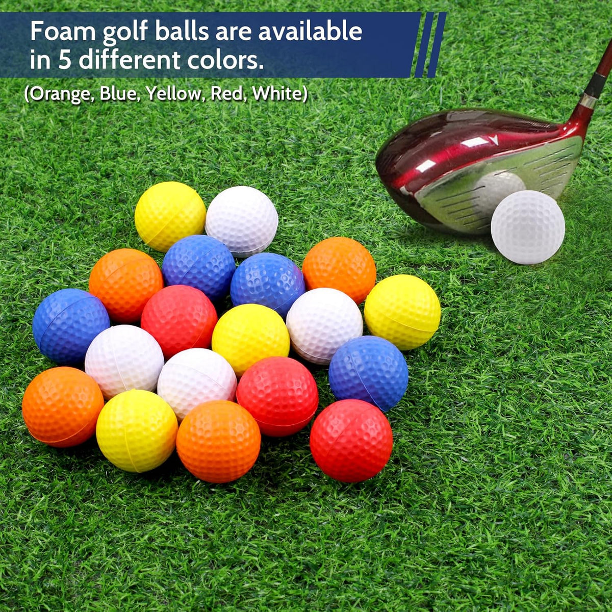Guirnd 20 Pack Foam Golf Balls, 41mm Practice Golf Balls, Realistic Feel and Long Lasting Limited Fligh Practice Golf Balls for Backyard, Soft Golf Balls for Indoor or Outdoor