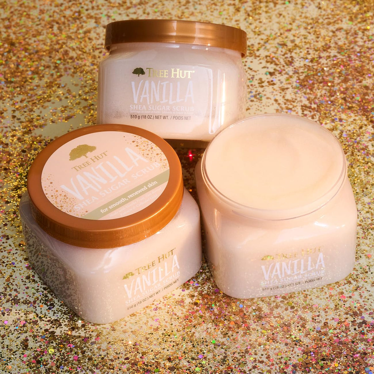Tree Hut Vanilla Shea Sugar Exfoliating & Hydrating Body Scrub, 18 oz