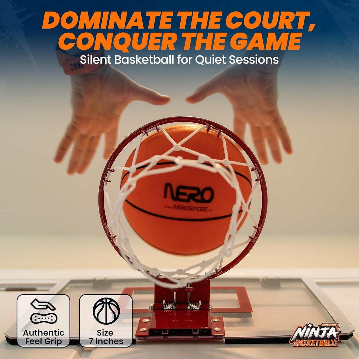 NERO SPORT Ninja Silent Basketball- Soft Foam Indoor Hoop Play | Soundless Ball for Quiet Dribbling and Indoor Training