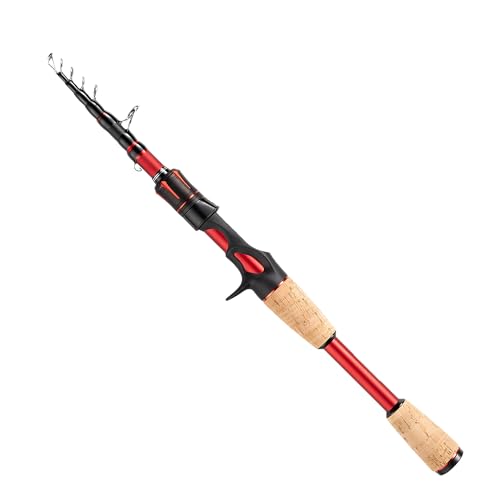 EOW XPEDITE LITE Portable Telescopic Fishing Rods & Combo, Spinning & Casting Fishing Poles, 24T Carbon Rod Blanks, Solid Carbon Tip, Split Cork Grips, Travel Rod, Combos with 5+1BB Spinning Reel - size: 6'-M-Fast, style: Rod- Casting