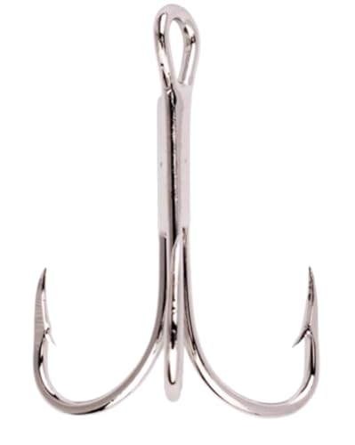 Eagle Claw 375 Treble Hook 2X Strong Nickel Finished Treble Hook Sizes #2, #4, #6 & #8 in Both 50 and 25 Packs One of the All-time Treble Hooks - size: #4 - 25 Pack