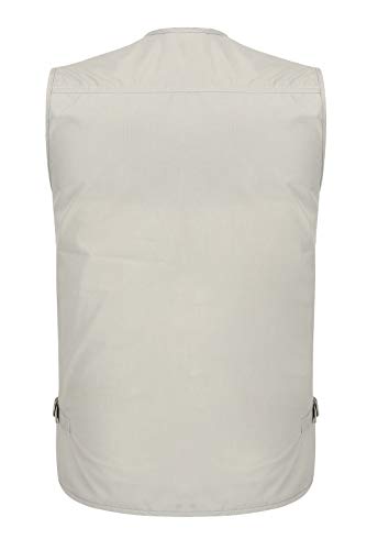 Spanye Mens Fishing Vest Multi Pocket Vests Safari Travel Photo Work Jacket Alive Outerwear - color: Beige, size: XX-Large