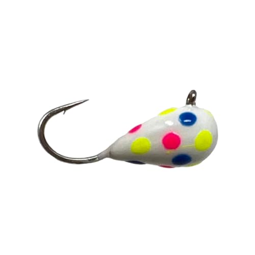 Reaction Tackle Tungsten Ice Fishing Jigs, Tear Drop Jig Heads that Glow with UV Light for Panfish, Crappie, Walleye, Perch, Trout and Bluegill - color: Wonder Glow Spots 6-pcs, size: 4 mm