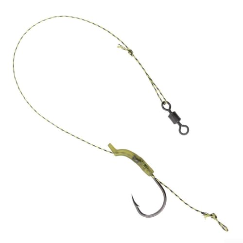 Carp Fishing Hair Rigs with Curved Barb Stainless Steel Hooks and Swivel Boilie Bait Rig Stops Sizes 2# 4# 6# 8# Suitable for Pellets Meat and Floating Fishing(1#4) - size: #4