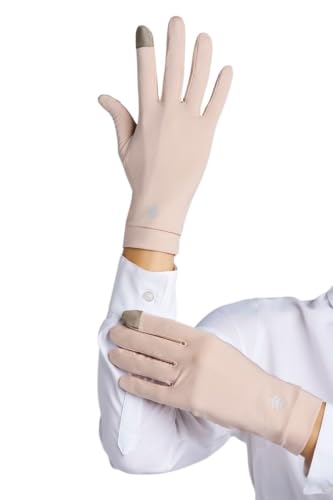 Coolibar Full Finger UV Sun Gloves - UPF 50+ Sun Protection - Gannett - color: Beige, size: Medium