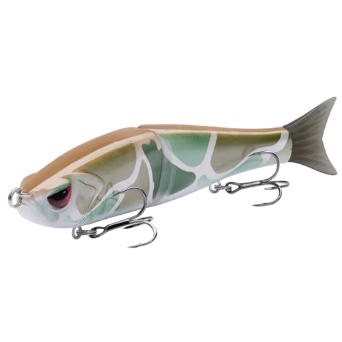 Bassdash SwimShad Glide Baits Jointed Swimbait Bass Pike Salmon Trout Muskie Fishing Lure,3-Pack - color: Brown Color Block + Fish Camo + Black Camo, size: 4.5in/0.65oz