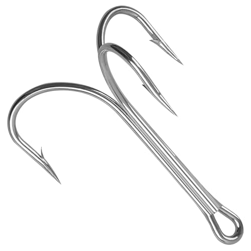 Classic Treble Hooks,20pcs Large Treble Fishing Hooks Saltwater Treble Hooks Silver Big Game Triple Barbed Fish Hooks Saltwater Fishing Hooks Size 4/0 6/0 7/0 8/0 10/0 - size: 20pcs-6/0