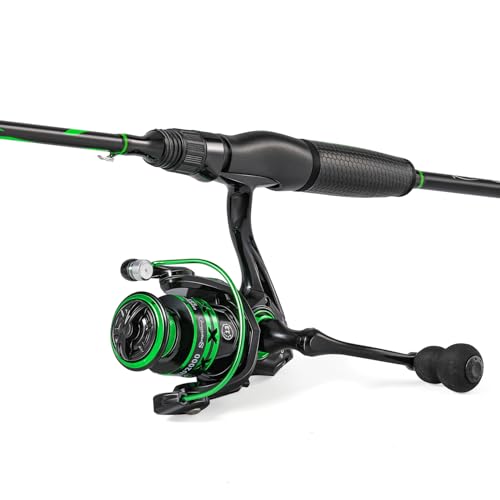 One Bass Fishing Rod Reel Combos, Spinning & Casting Combo, Graphite 2Pc Blanks, Stainless-Steel Guides, Super Polymer Handle - color: Spinning Combo-1 PACK, size: 6'0"