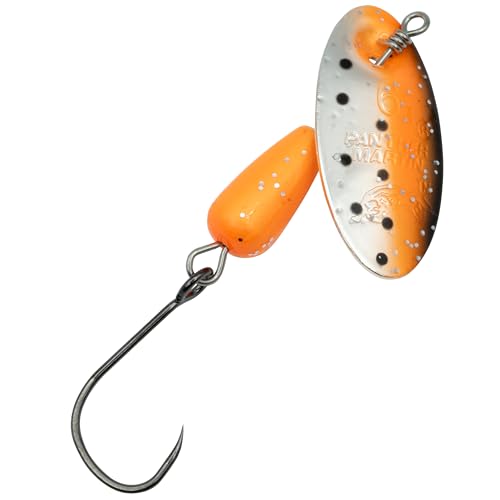 Panther Martin PM Single Hook Barbless Teardrop Spinners Fishing Lure Catches Trout, Perch, Crappie, Bluegill, Warmouth, Pumpkinseed & more - color: Orange Silver Speckled, size: 2 (1/16 oz.)