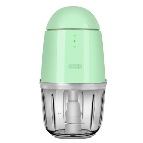 Food Processor - Cordless Mini Food Processor & Portable Small Food Chopper for Vegetables Fruit Salad Onion Garlic,Kitchen,1.3Cup 10 0z,150 Watts,Glass Container Dishwasher Safe (Green)