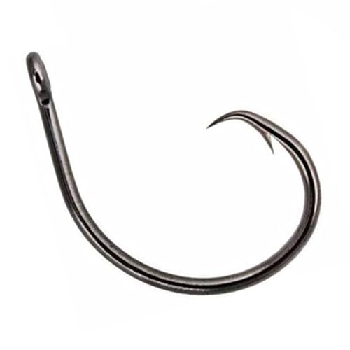 Reaction Tackle Circle Hooks - High Carbon Steel Fishing Hooks for Catfish, Bass and Saltwater Fishing - Sharp Offset Inline Point, Corrosion Resistant Black (25-Pack) - size: #10/0