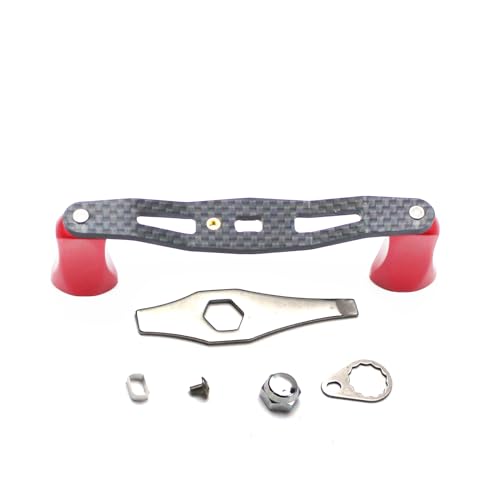Mr. Z 95mm Carbon Fiber Baitcasting Reel Handle Compatible for Abu Garcia Shimano Daiwa Light Weight Low Profile Casting Reel - color: Metal Red, size: Right-handed