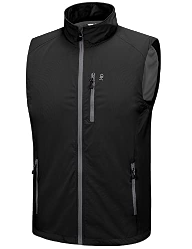 Little Donkey Andy Men's Lightweight Quick Dry Vest Packble Outerwear Sleeveless Windproof Jacket for Golfing Cycling Running - color: Black, size: Medium
