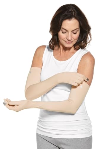 Coolibar Long Full Finger UV Sun Gloves - UPF 50+ Sun Protection - Culebra - color: Beige, size: Small