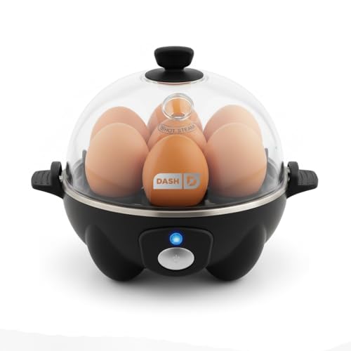 Dash Rapid Egg Cooker - Boiler, Poacher & Steamer - Includes Measuring & Recipe Guide - Dishwasher Safe - BPA Free - Holds 7 Eggs, Black