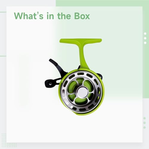 Aluminum Alloy 2.6 in (6.6 Cm) Reel Ice Fishing Inline, Plastic and Metal Construction, High Foot Seat Design, Anti-Slip Handle, 3+1 Bearing, 3.2:1 Gear Ratio, Green, Right-Handed