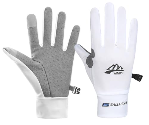 SUJAYU Full Finger UV Protection Gloves - Women & Men, Thin Fishing, Hiking, Cycling, Driving, Gym Gloves - color: White, size: Large