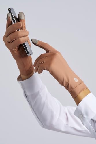 Coolibar Full Finger UV Sun Gloves - UPF 50+ Sun Protection - Gannett - color: Antique Tea, size: Medium